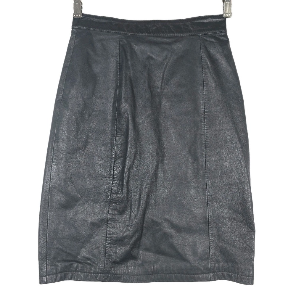 Vintage G-III Women's‎ Genuine Leather Pencil Skirt Black Size 5/6